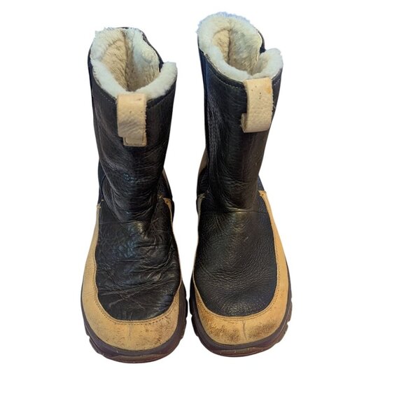 Ulu Tupik Shearling-Lined Pebbled Bison Leather Boots‎ Brown Men\'s Size 10